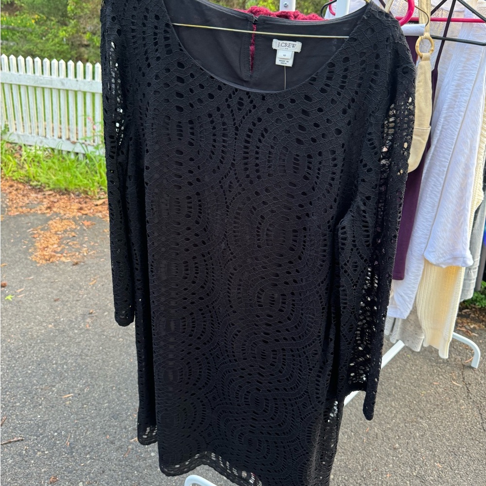 J. Crew Black Sheath Dress Long Sleeve Crew Neck